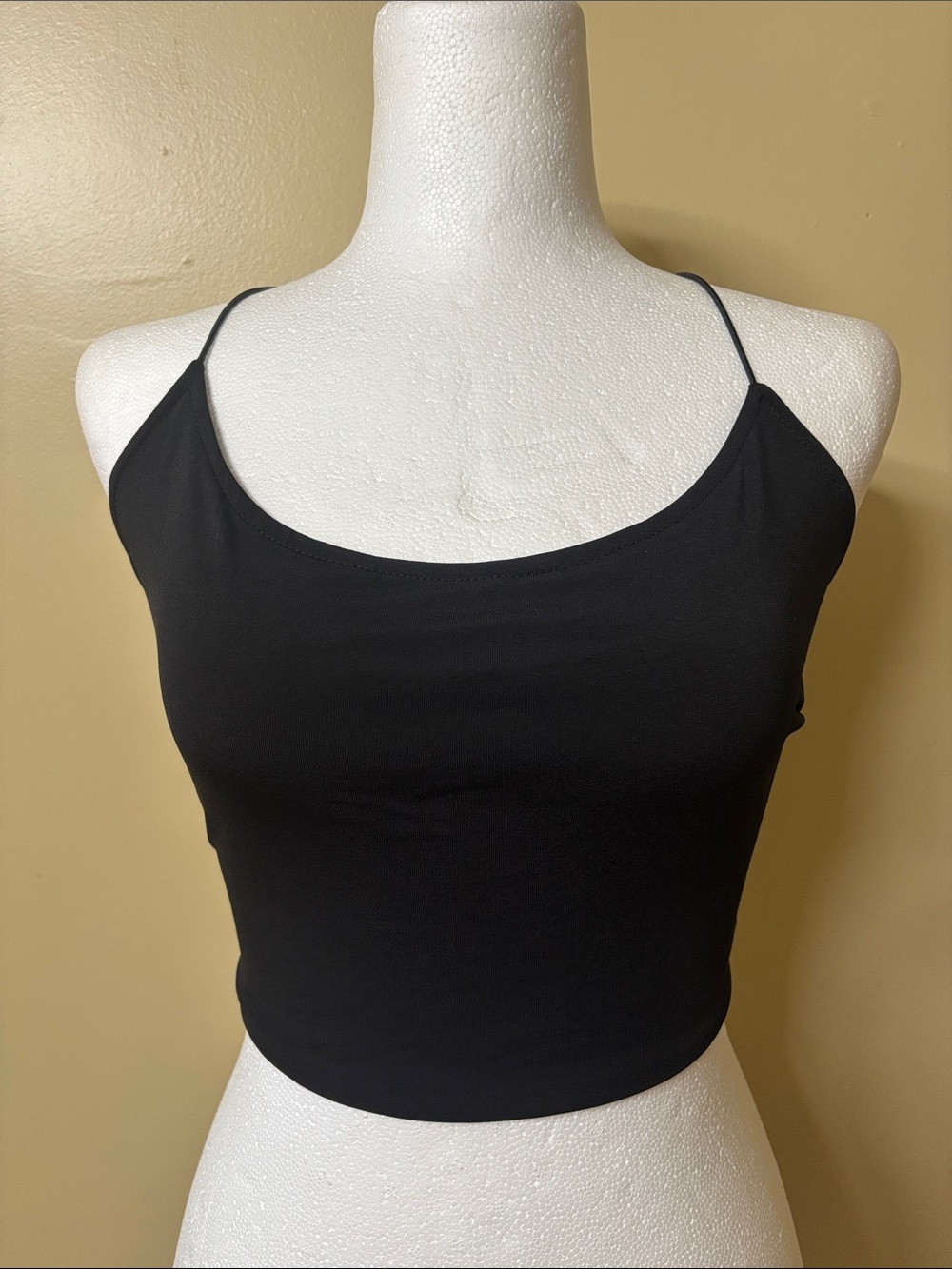 Just Quella Black Spaghetti Strap Open back Crop Top - Women